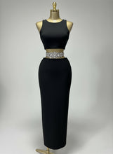 Load image into Gallery viewer, Crystal Bandage Crop Top And Long Skirt Two Piece Set