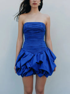 Solid Spliced Ruffles Slimming Dress