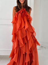 Load image into Gallery viewer, Solid Spliced Ruffles Elegant Dress