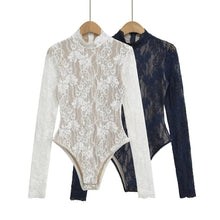 Load image into Gallery viewer, Retro Lace Hook Flower Long Sleeve T-Shirt Romper