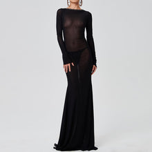 Load image into Gallery viewer, Mesh Black Long Sleeve Backless See Through