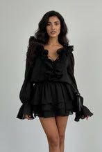 Load image into Gallery viewer, Solid Lace Up Ruffle Mini Vestido
