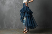 Load image into Gallery viewer, Denim Patchwork Ruffle Maxi Skirt