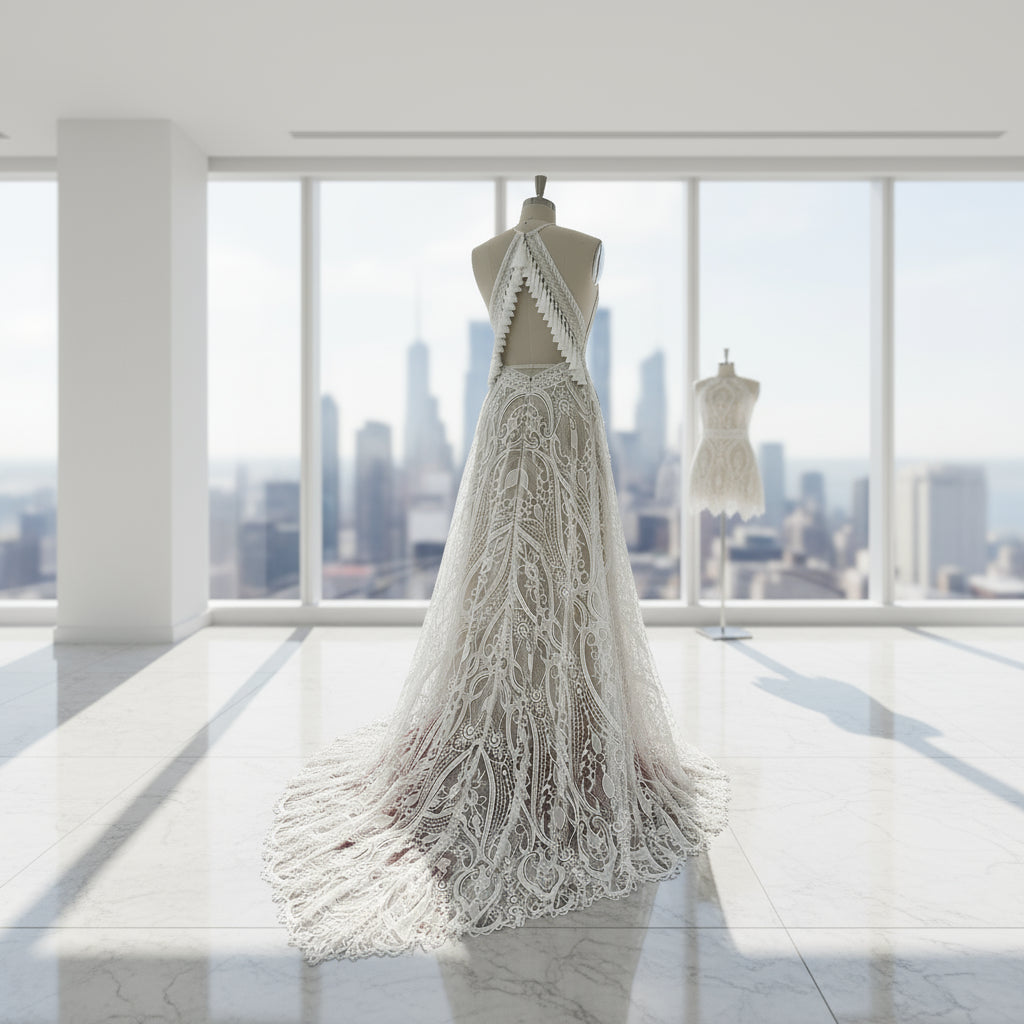 Lace A Line Halter Wedding Dress