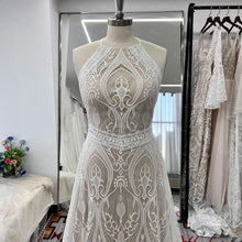 Load image into Gallery viewer, Lace A Line Halter Wedding Dress