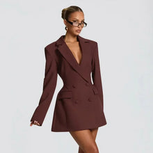 Load image into Gallery viewer, Solid Waist Cinching Blazer Dress