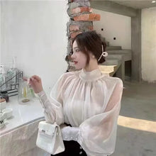 Load image into Gallery viewer, Satin Blouses Stylish Big Bow Shirt