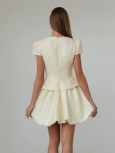 Load image into Gallery viewer, Tweed Puffy Sleeve Shirt Bubble Skirt Set