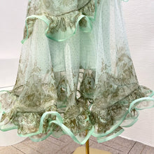 Load image into Gallery viewer, Pure Silk Mint Green Pearl  Skirt Set