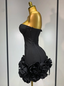 Strapless Flower Prom Gown Mini Dress