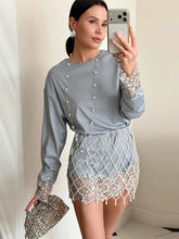 Load image into Gallery viewer, Satin Pearl Mesh Two Piece Set