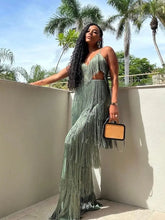 Load image into Gallery viewer, Chic Tassel Halter Trouser Suit