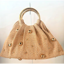 Load image into Gallery viewer, Boho Beaded Straw Handbag