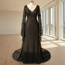 Load image into Gallery viewer, Long Split Bell Sleeves Boho Bridal Gowns