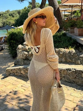Load image into Gallery viewer, Sexy U-neck Bell Sleeve Knit Maxi Dress