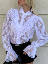 Load image into Gallery viewer, Lace Ruffled Printed Shirt