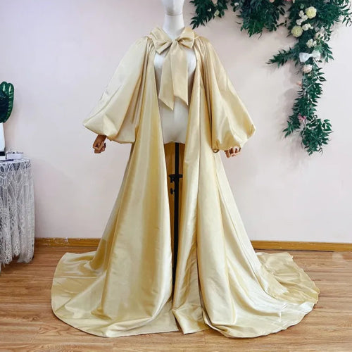 Bow Lapel Collar Taffeta Cape