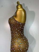 Load image into Gallery viewer, Sparkly Rhinestone Stretchy Mesh See Through Dress