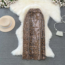 Load image into Gallery viewer, Leopard Print PU Leather Skirt