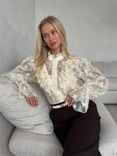 Load image into Gallery viewer, Lace Ruffled Printed Shirt