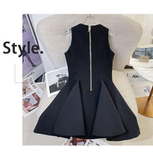 Load image into Gallery viewer, French Socialite Sweet Sleeveless Black Dress