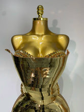 Load image into Gallery viewer, Gold Sequin Strapless Crystal Bodycon