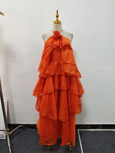 Load image into Gallery viewer, Solid Spliced Ruffles Elegant Dress