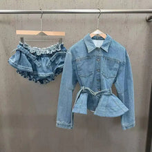 Load image into Gallery viewer, New Style Long-sleeve With Belt Waist Denim