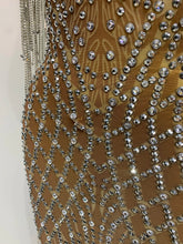 Load image into Gallery viewer, Luxury Sparkly Rhinestones Tassel Transparent Mesh Stretch  Dress