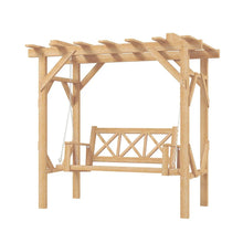 Load image into Gallery viewer, Cedar Wood Pergola Swing Bench 3-Seat