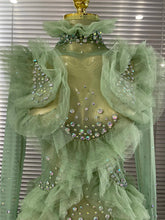 Load image into Gallery viewer, Sparkly Rhinestone Mesh See Through Mini Dress