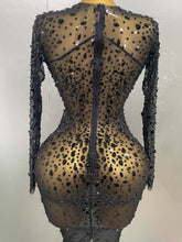 Load image into Gallery viewer, Shinny Rhinestone Stretch Mesh Transparent Dress