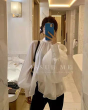 Load image into Gallery viewer, Satin Blouses Stylish Big Bow Shirt