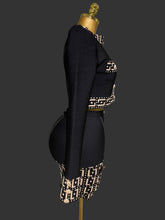 Load image into Gallery viewer, Monaco Black &amp; Gold Structured Two-Piece Set