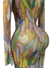 Load image into Gallery viewer, Colorful Rhinestone Mesh Maxi Dress / Luxury Vacation, Birthday &amp; Resort Dress