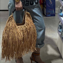 Load image into Gallery viewer, Bohemian Fringe Straw Tote