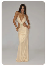 Load image into Gallery viewer, Metallic Backless Evening Dress
