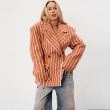 Load image into Gallery viewer, Elegant Striped  Blazer Lapel Full Sleeve