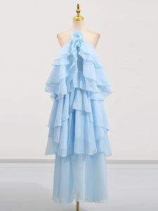 Solid Spliced Ruffles Elegant Dress