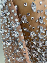 Load image into Gallery viewer, Shinny Rhinestone Stretch Mesh Transparent Dress