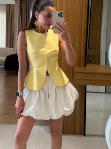 Casual Sleeveless Vests Skirts Suits
