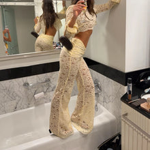 Load image into Gallery viewer, Hollow-out Embroidered Lace Two Piece Set