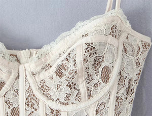 VINTAGE CREAM LACE MINI DRESS