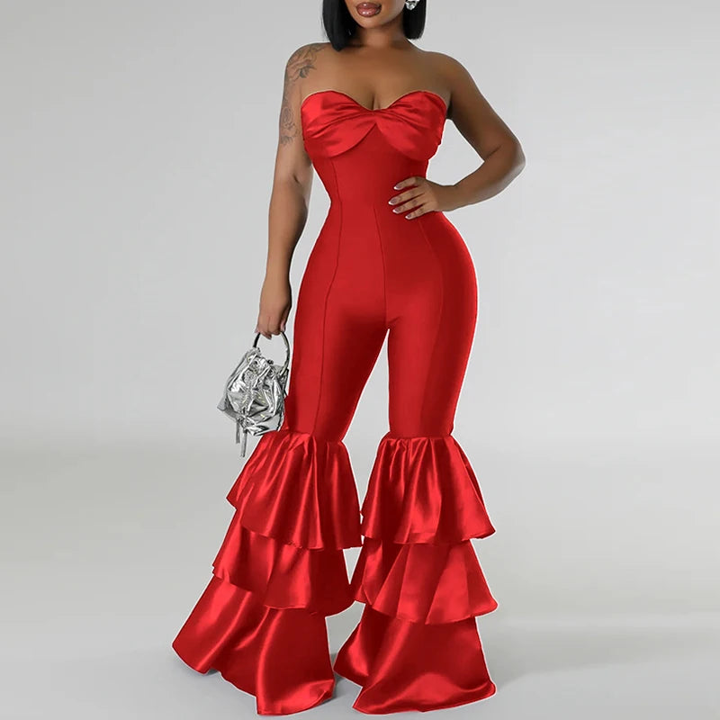 High Waist Solid Long Romper