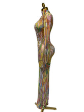 Load image into Gallery viewer, Colorful Rhinestone Mesh Maxi Dress / Luxury Vacation, Birthday &amp; Resort Dress