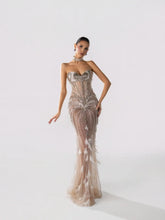 Load image into Gallery viewer, The Gatsby Muse Crystal &amp; Feather Couture Gown
