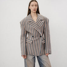 Load image into Gallery viewer, Elegant Striped  Blazer Lapel Full Sleeve