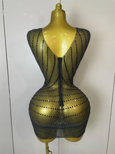 Load image into Gallery viewer, Sparkly Gold Rhinestone Transparent Sleeveless Mini Dress