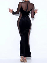 Load image into Gallery viewer, Velvet Mesh Sexy Evening Dress