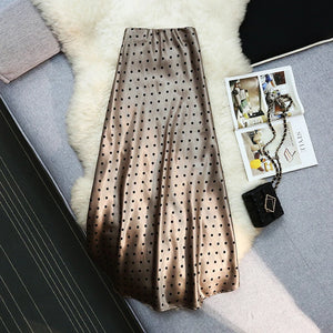 Vintage Polka Dot Satin Mermaid Skirt